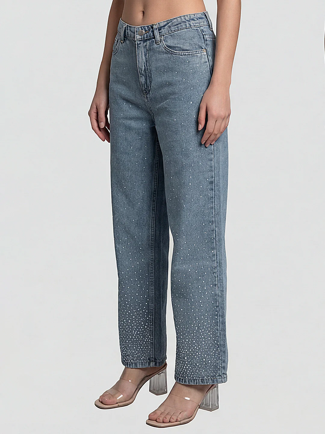 Women Light Blue High-Rise Wide Leg Jeans - Image 5