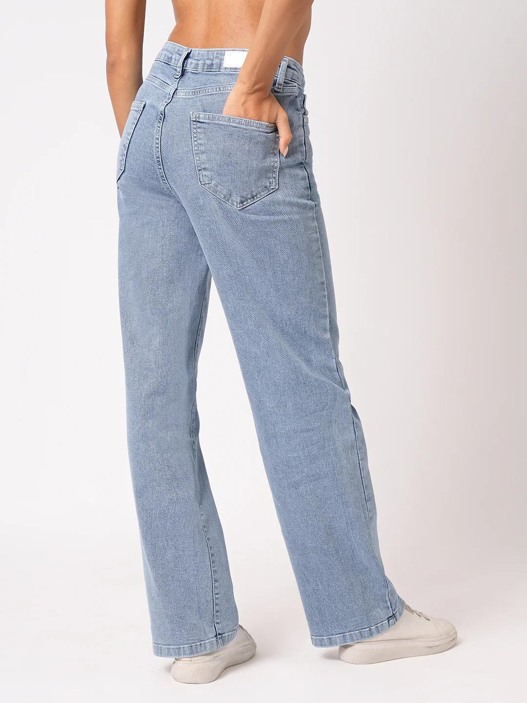 Women Light Blue High Rise Wide Leg Jeans - Image 3