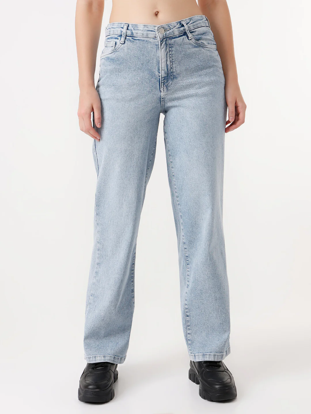 Women Light Blue High-Rise Wide Leg Jeans - Image 2