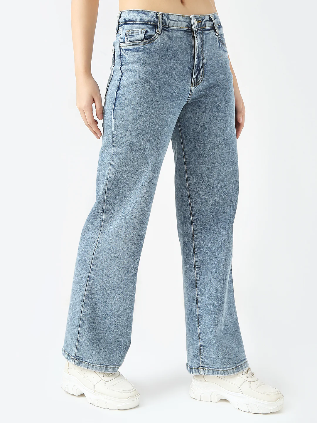 Women Light Blue High-Rise Wide Leg Jeans - Image 5