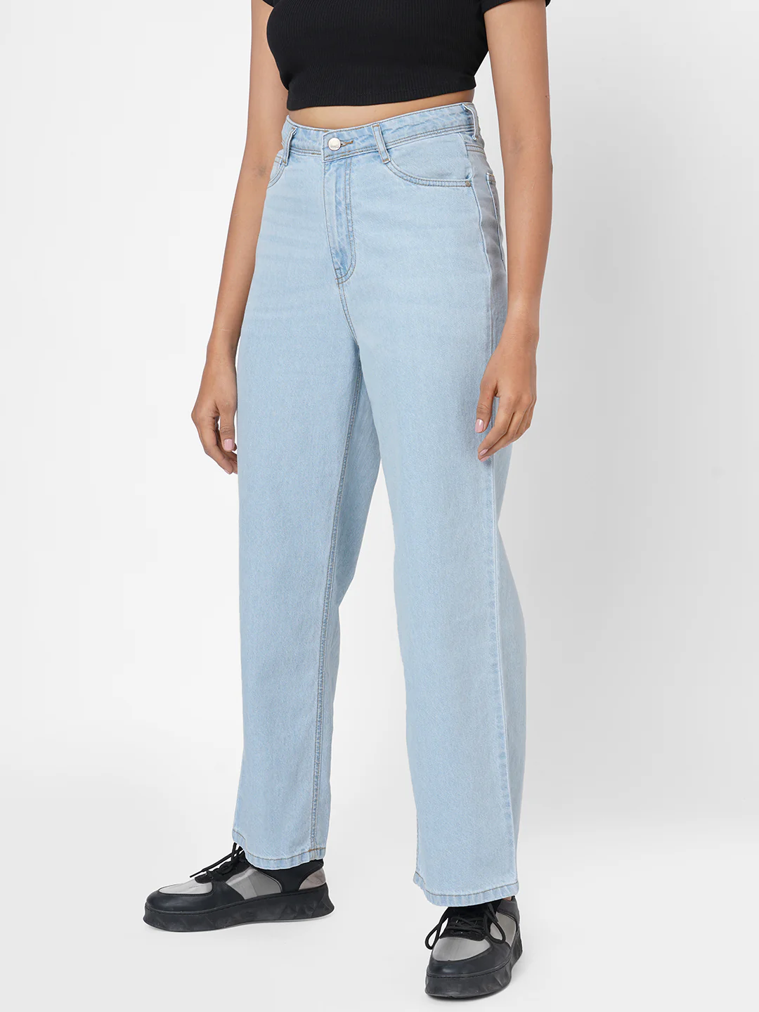 Women Light Blue High-Rise Wide Leg Jeans - Image 2