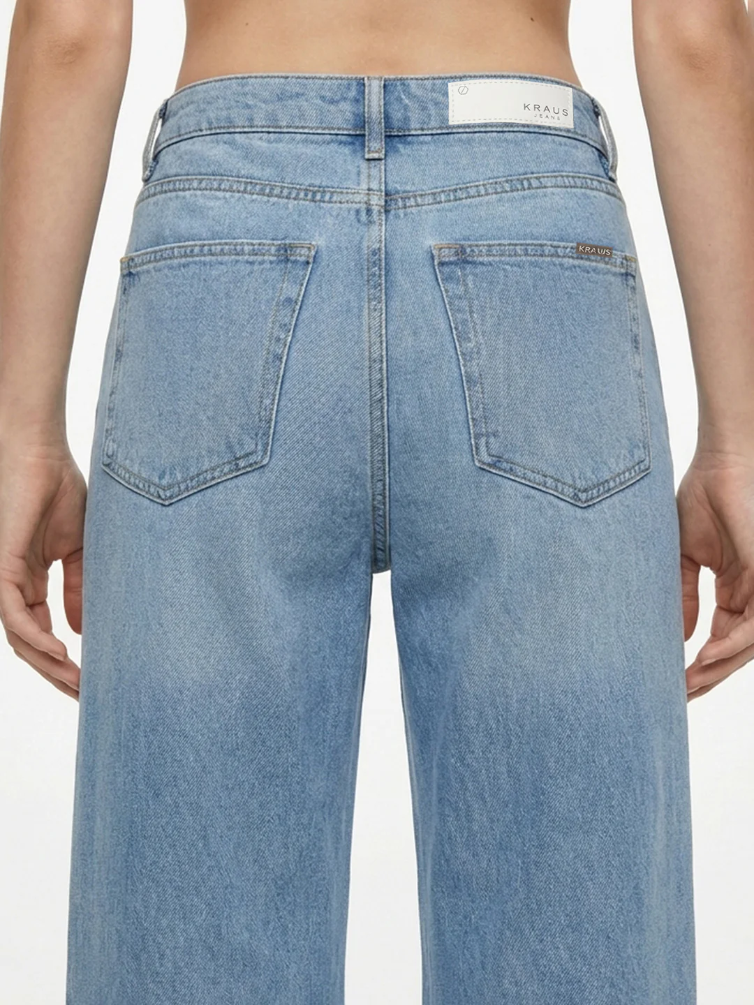 Women Light Blue High-Rise Wide Leg Shimmer Jeans - Image 3