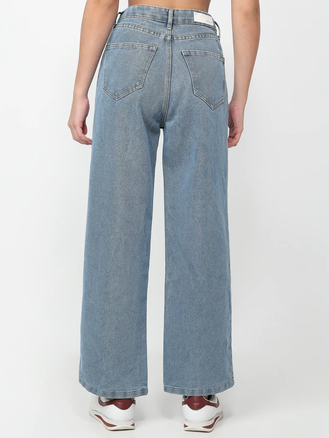 Women Light Blue High-Rise Wide Leg Shimmer Jeans - Image 3