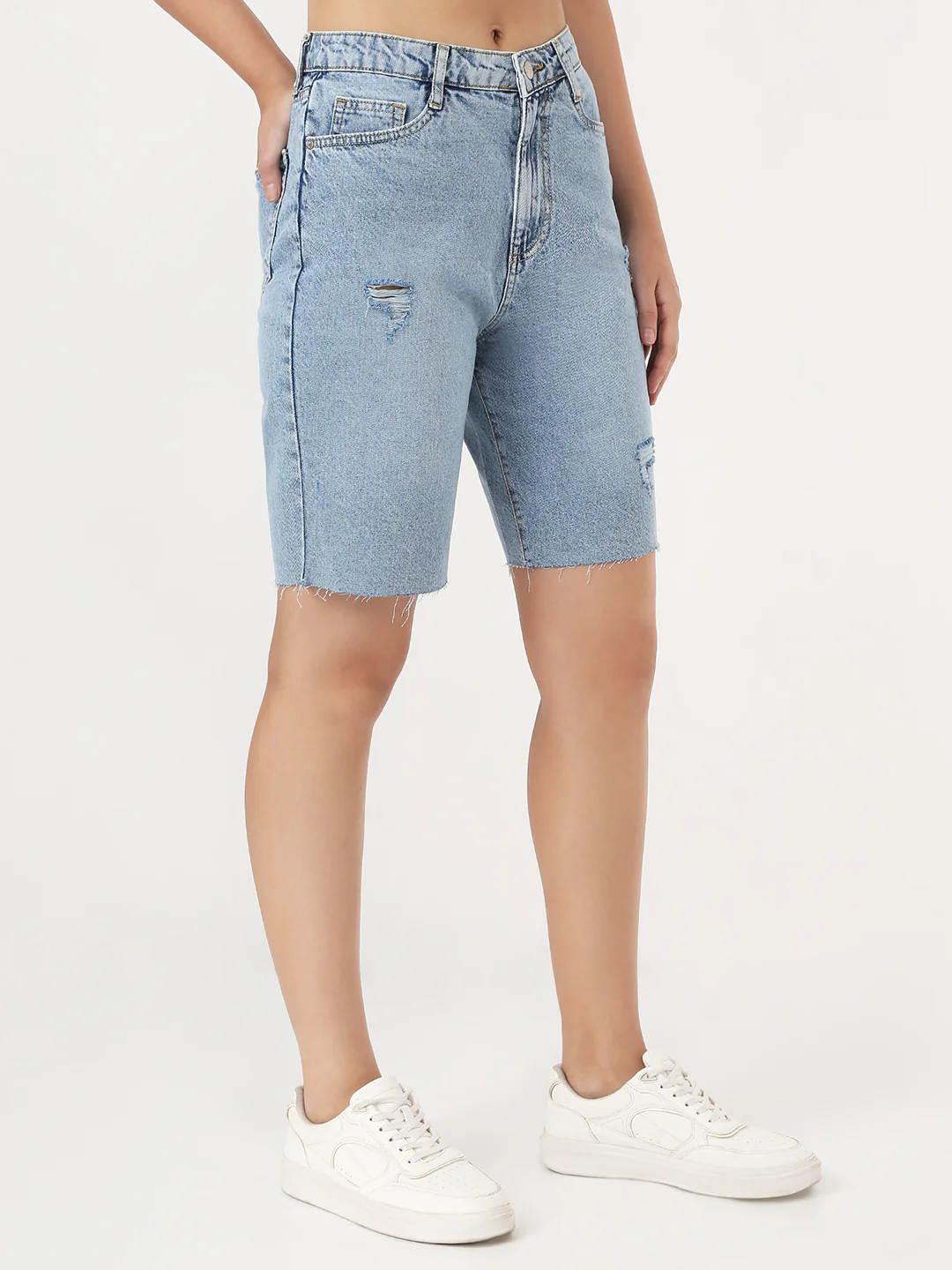 Women Light Blue Long Shorts - Image 5