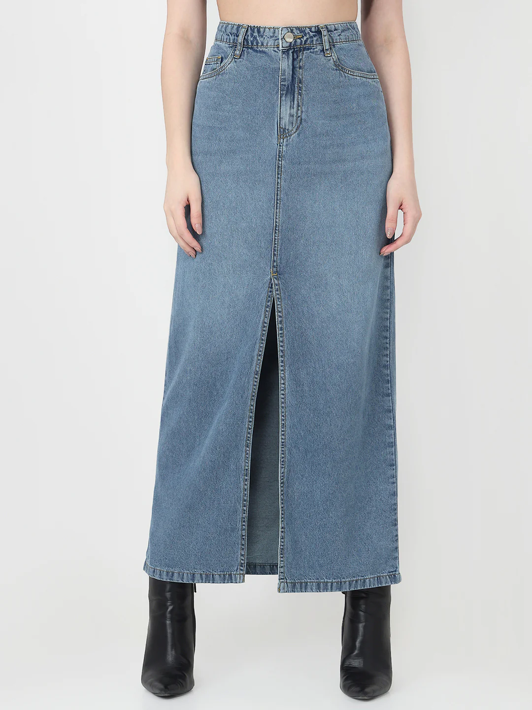 Women Light Blue Long Skirt - Image 2