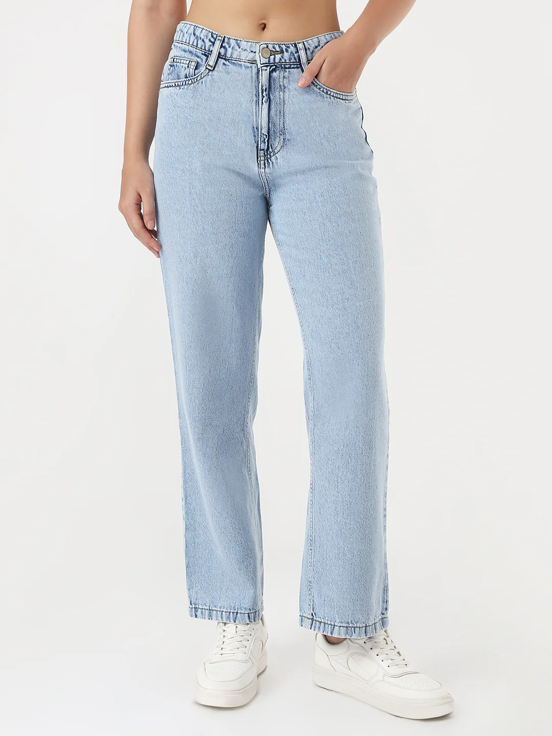 Women Light Blue Loose Straight Jeans - Image 2