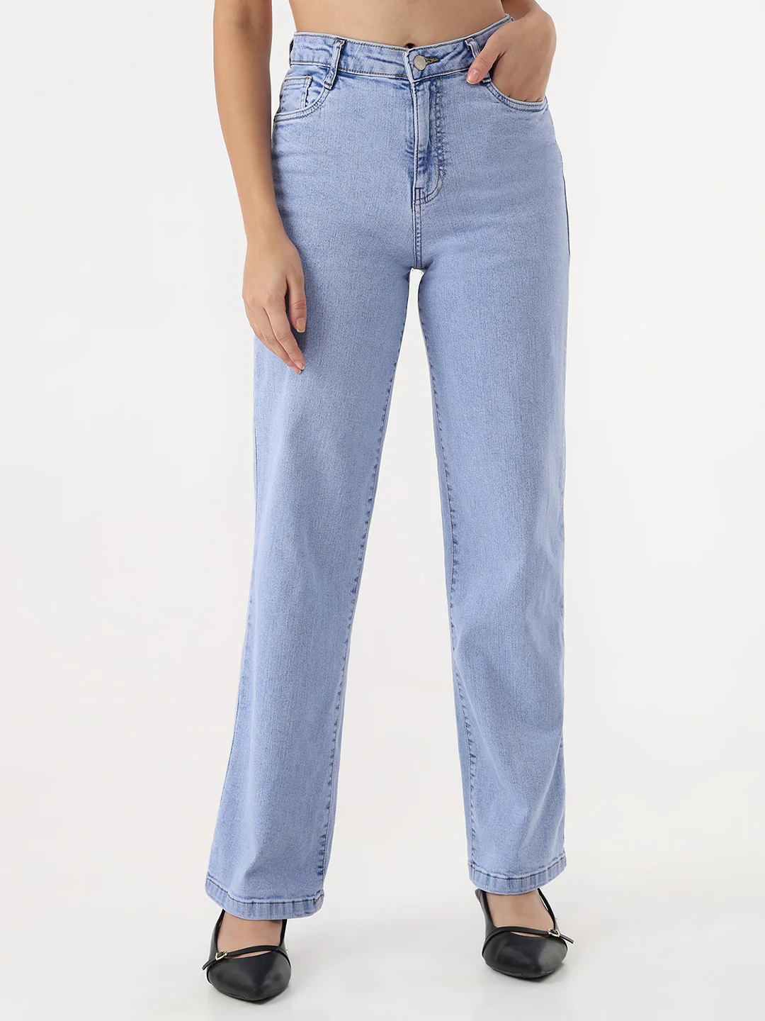 Women Light Blue Loose Straight Jeans - Image 2