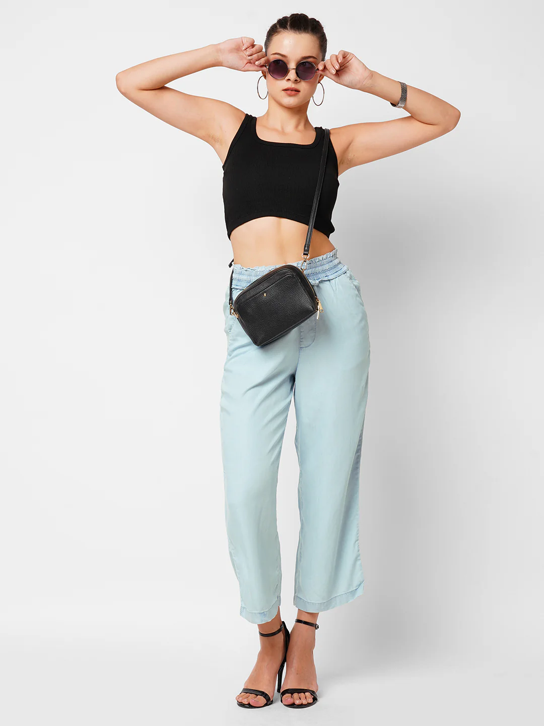 Women Light Blue Mid-Rise Culottes - Image 4