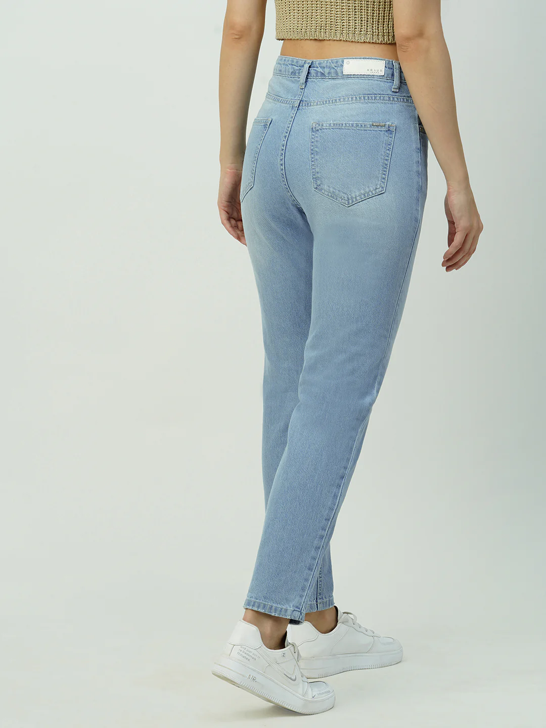 Women Light Blue Mid-Rise Mom Fit Jeans - Image 3