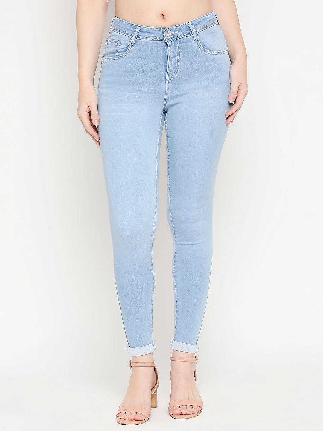 Women Light Blue Mid-Rise Skinny Jeans - Image 2