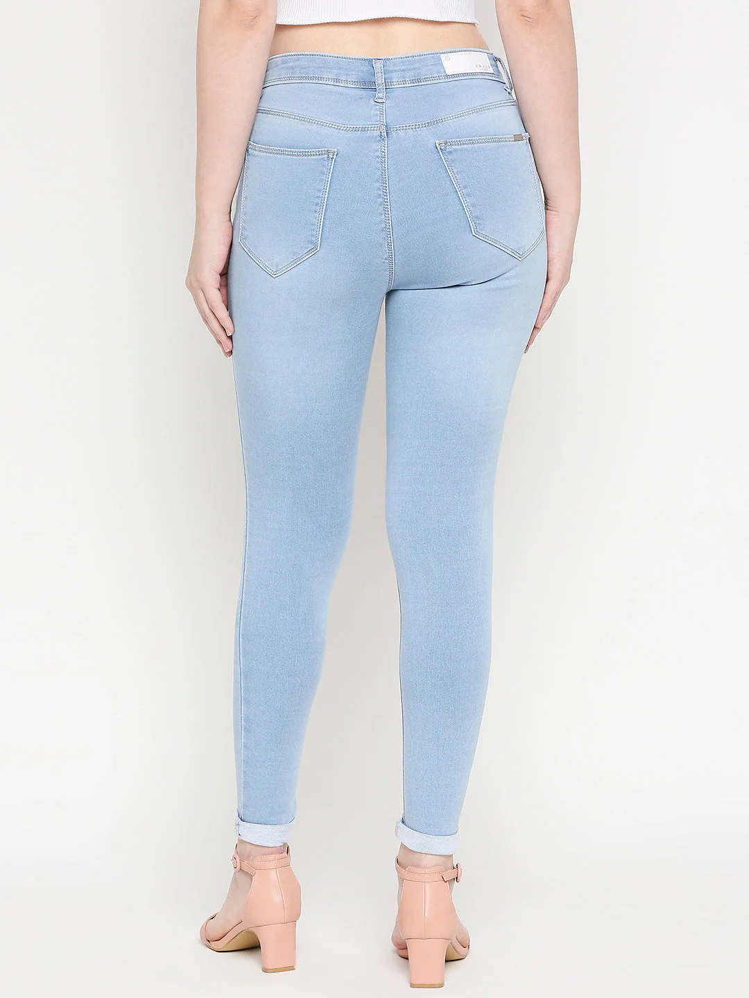 Women Light Blue Mid-Rise Skinny Jeans - Image 3