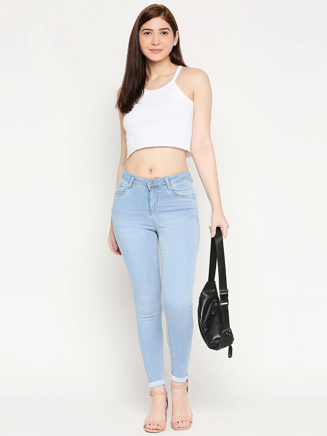 Women Light Blue Mid-Rise Skinny Jeans - Image 3