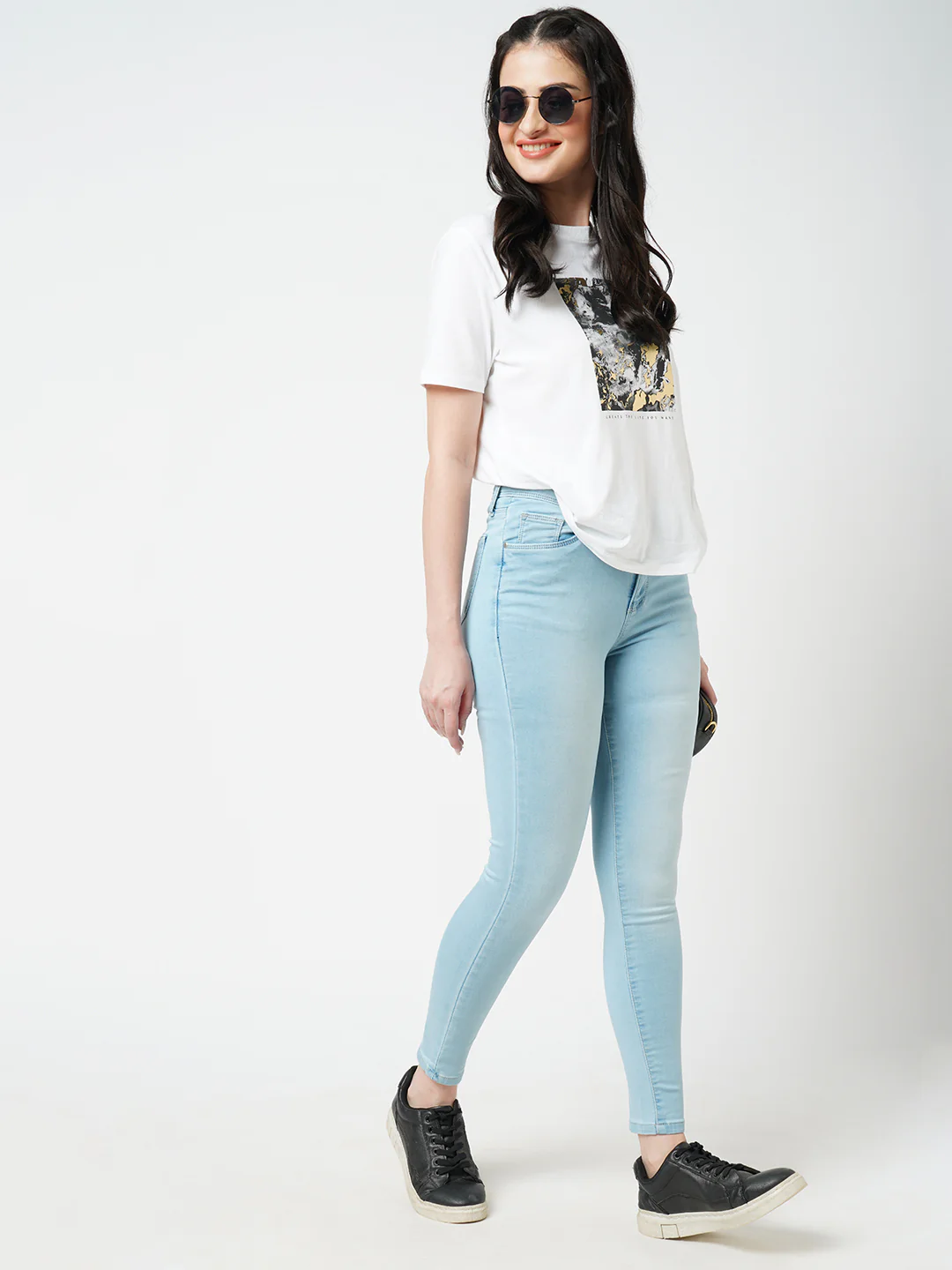 Women Light Blue Mid-Rise Skinny Jeans - Image 4