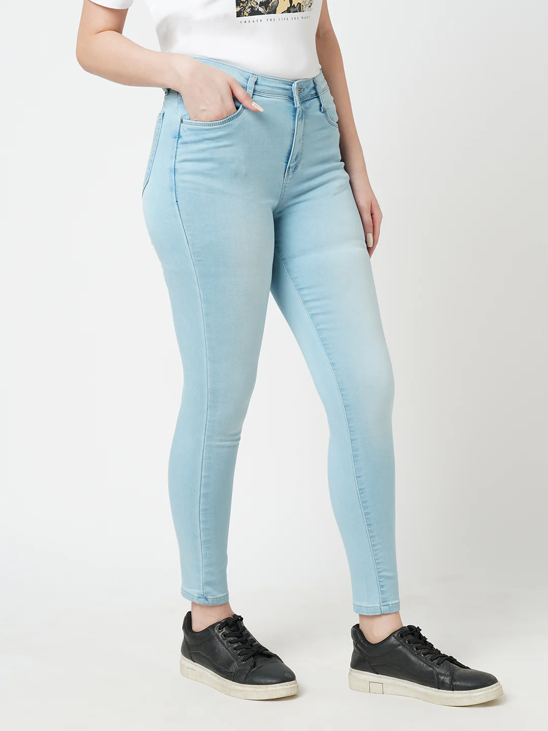 Women Light Blue Mid-Rise Skinny Jeans - Image 6