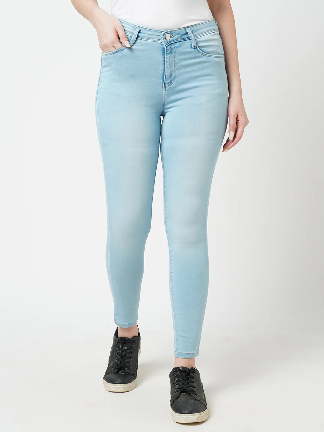 Women Light Blue Mid-Rise Skinny Jeans - Image 2
