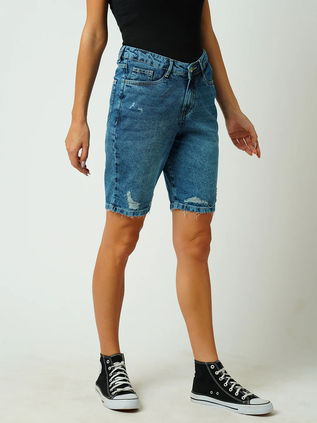 Women Light Blue Mom Shorts - Image 2