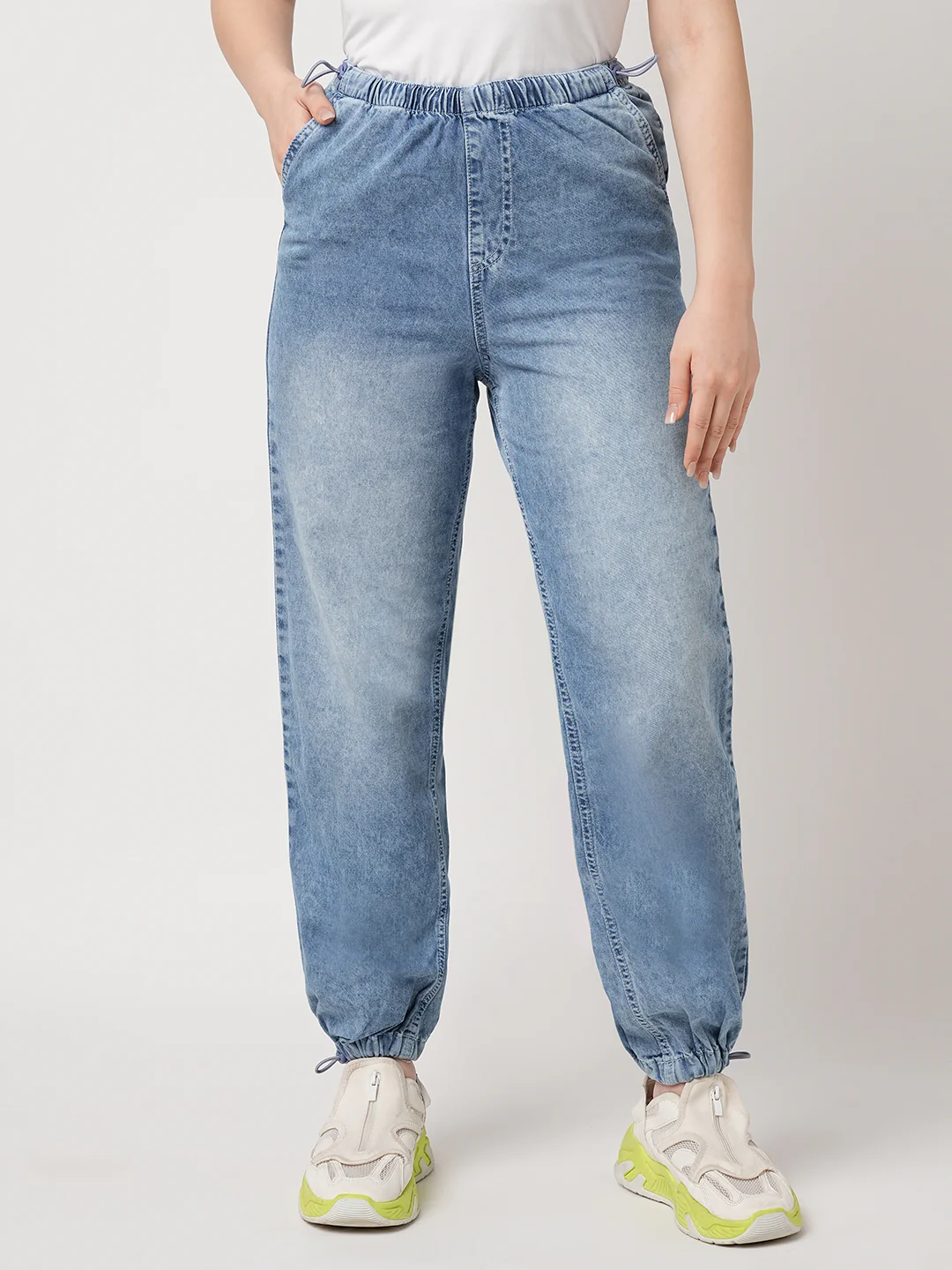 Women Light Blue Parachute Fit Jeans - Image 2