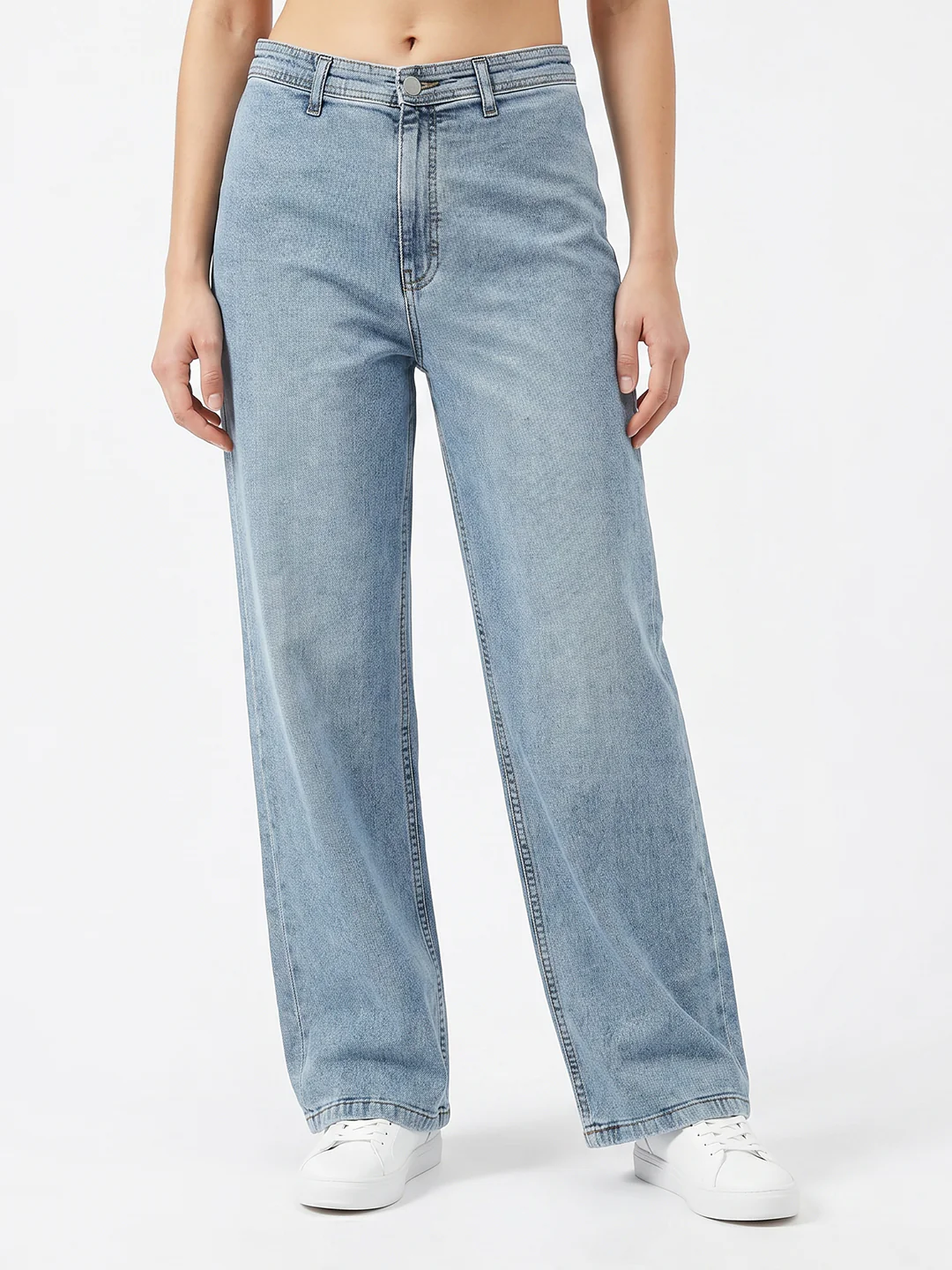 Women Light Blue Ribcage Wide Leg Jeans - Image 2