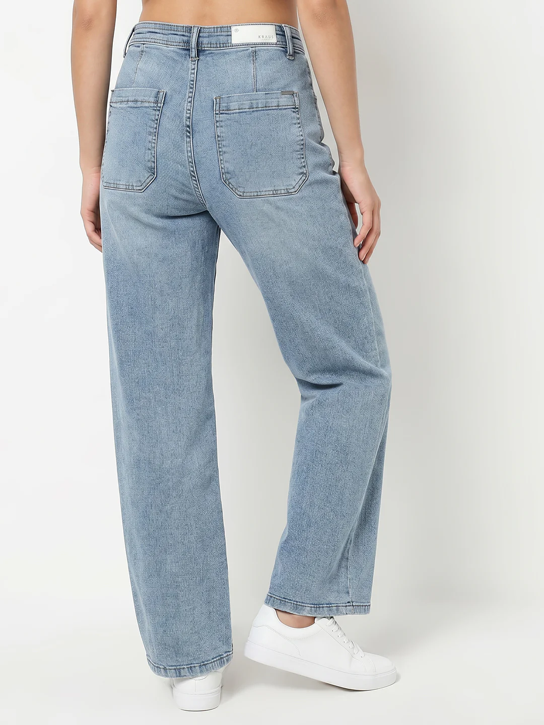 Women Light Blue Ribcage Wide Leg Jeans - Image 3