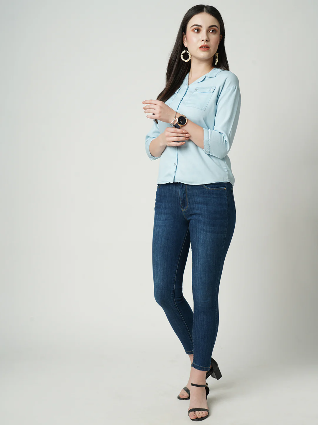 Women Light Blue Shirt - Image 4