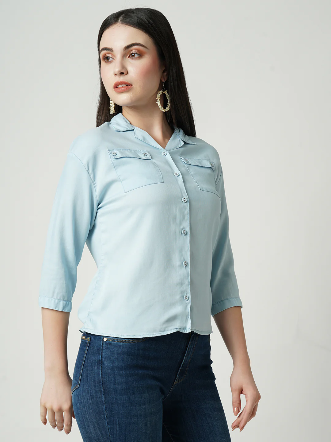 Women Light Blue Shirt - Image 5