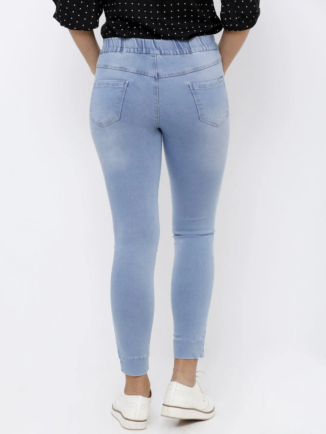 Women Light Blue Skinny Denim Leggings - Image 3