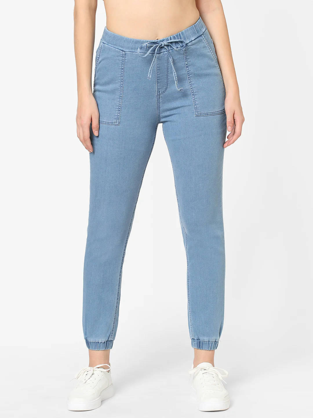 Women Light Blue Skinny Joggers - Image 2
