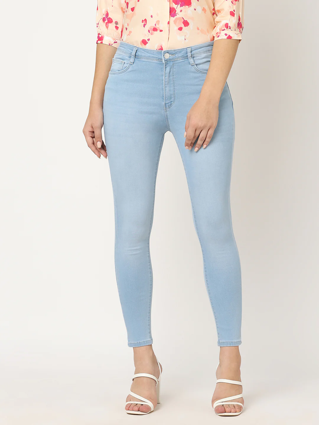Women Light Blue Sky High-Rise Skinny Jeans - Image 2