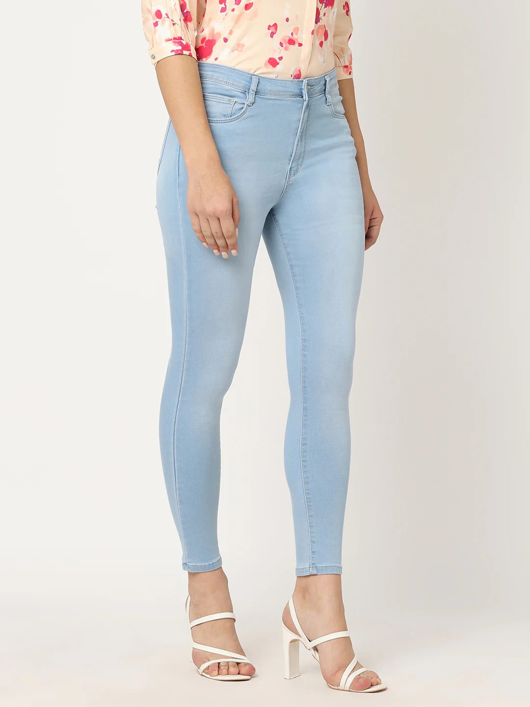 Women Light Blue Sky High-Rise Skinny Jeans - Image 6