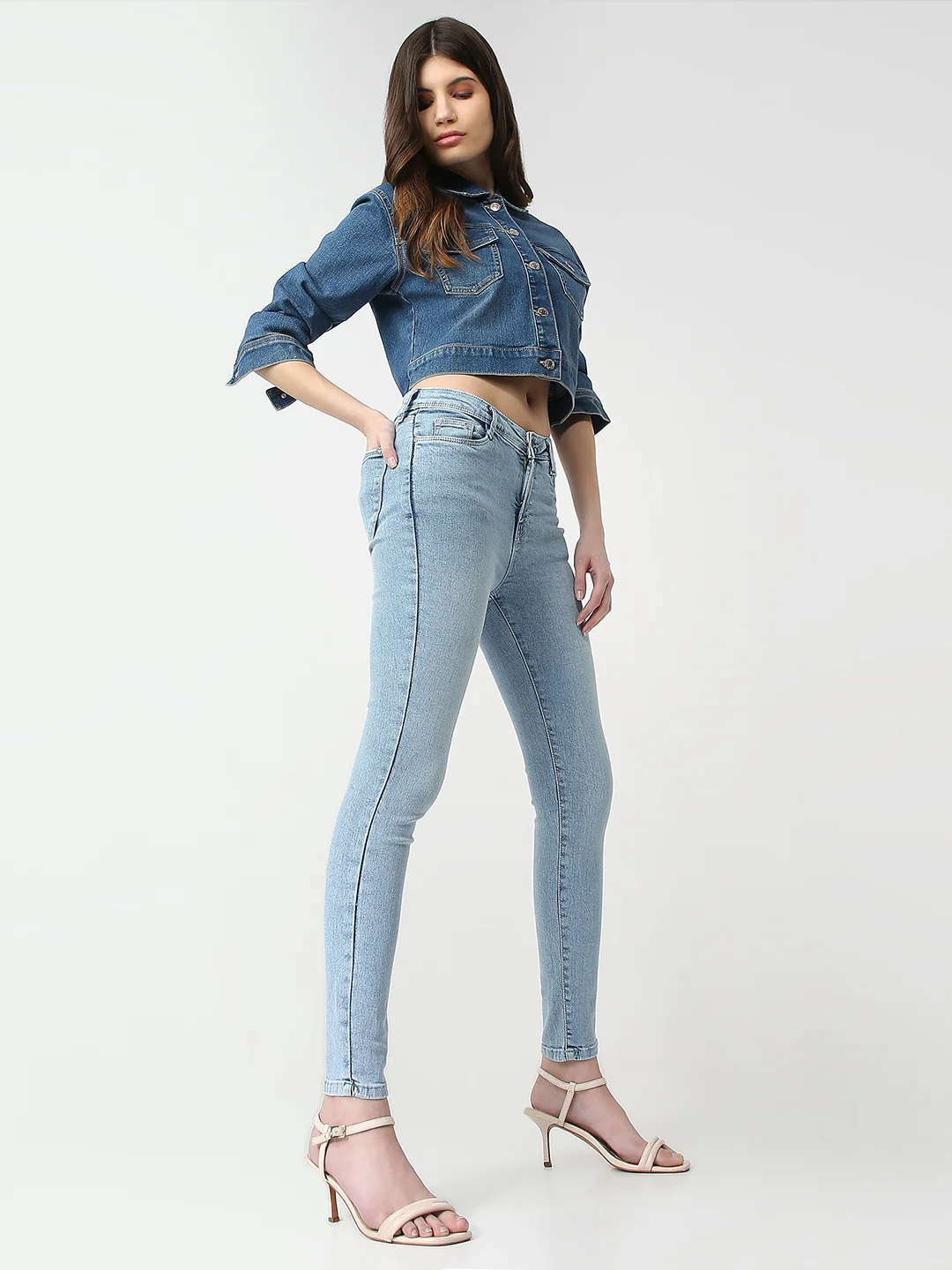 Women Light Blue Sky High Skinny Jeans