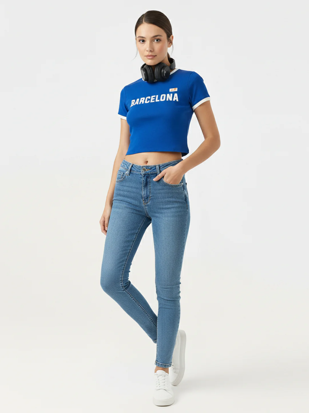 Women Light Blue Sky High Skinny Jeans