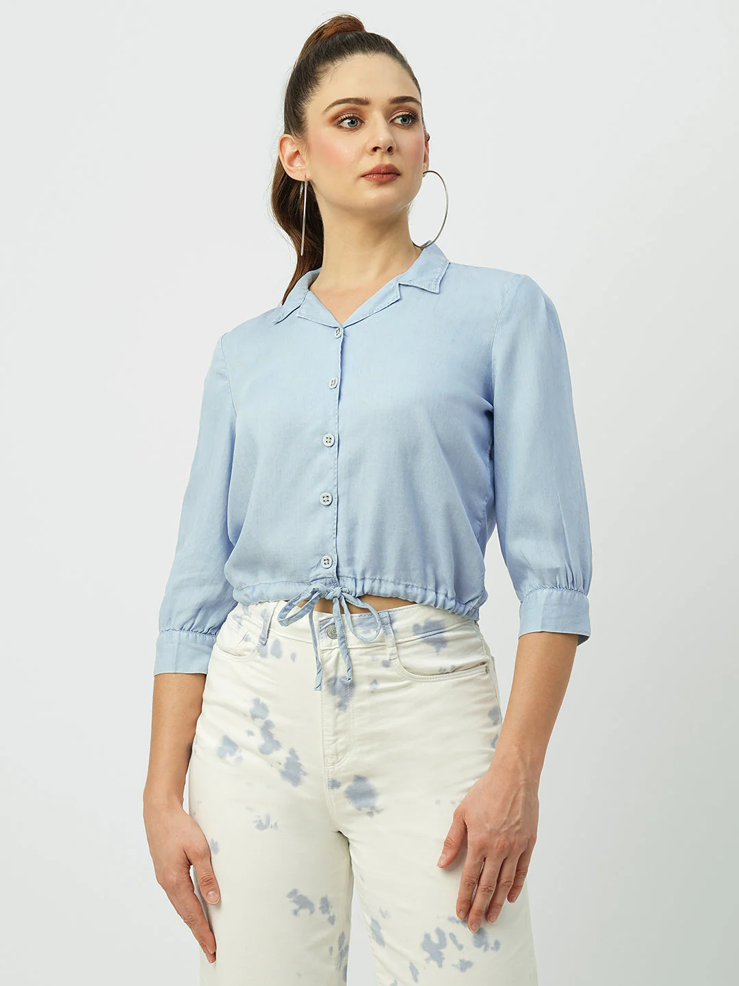 Women Light Blue Slim Shirt