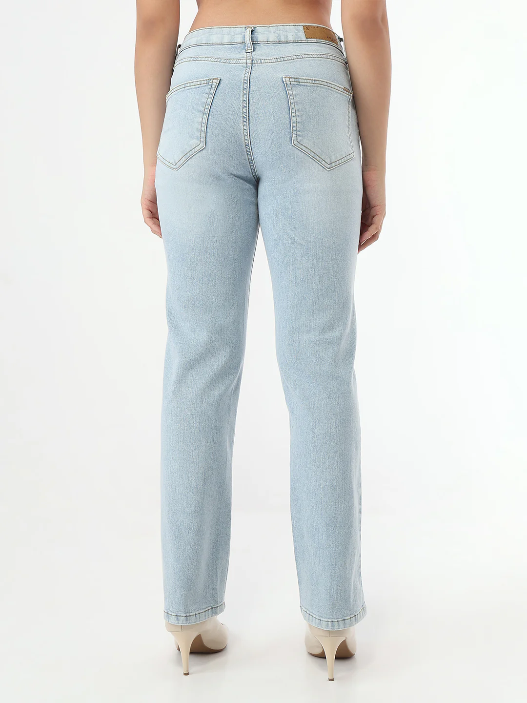 Women Light Blue Slim Straight Fit Jeans - Image 3