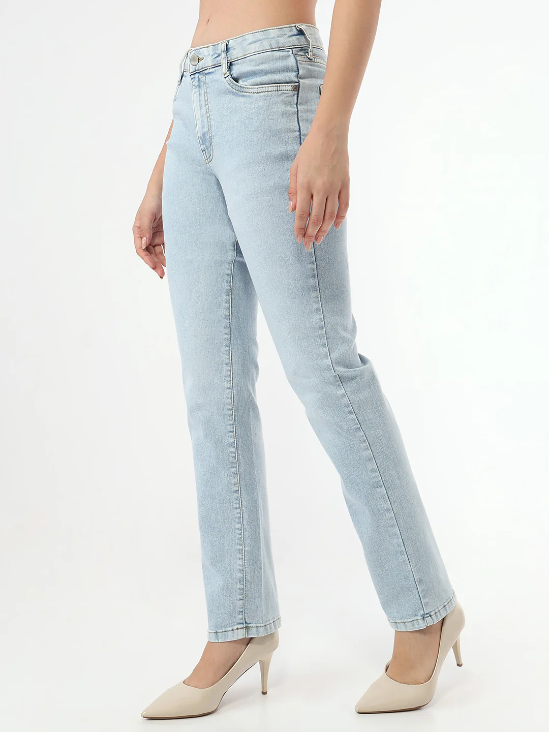 Women Light Blue Slim Straight Fit Jeans - Image 4