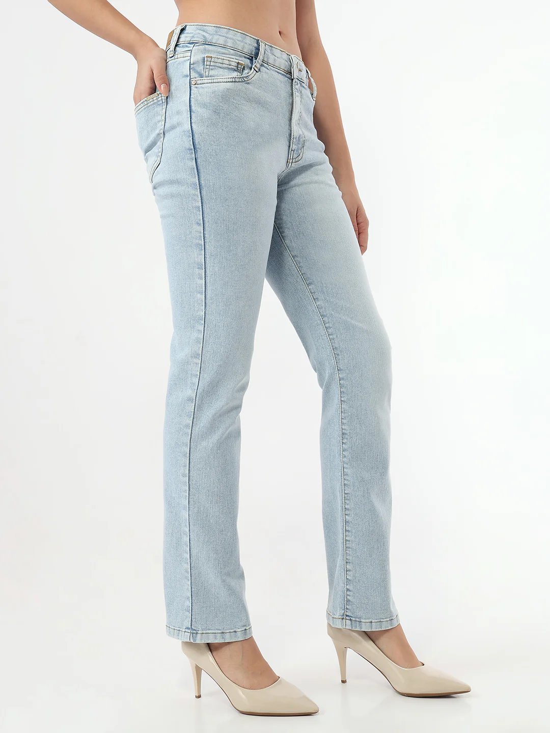 Women Light Blue Slim Straight Fit Jeans - Image 5