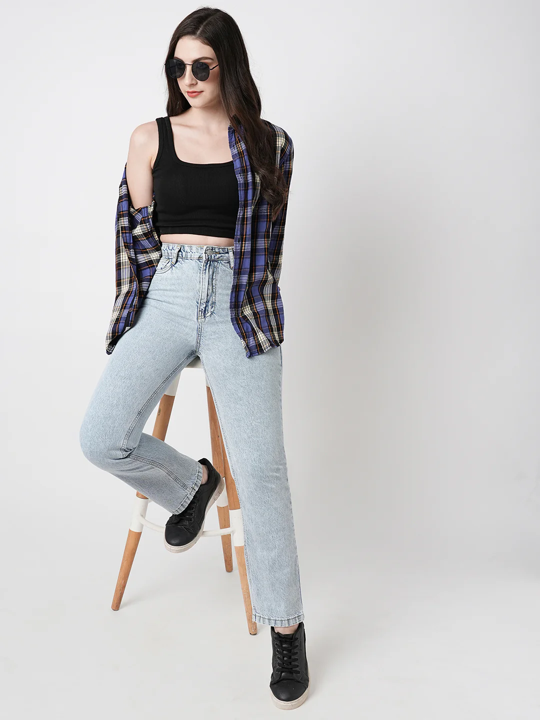 Women Light Blue Slim Straight Jeans