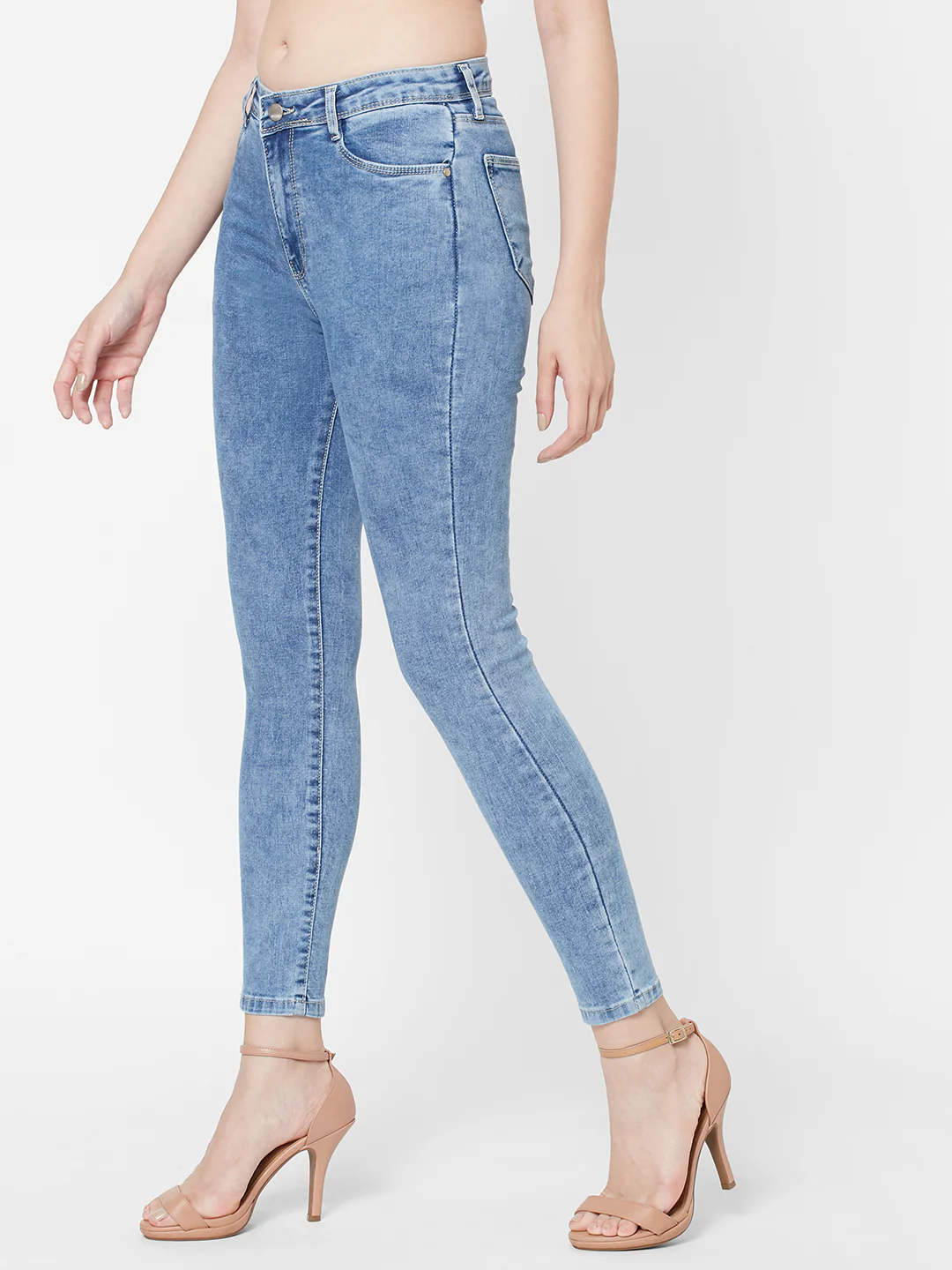 Women Light Blue Super High-Rise Super Skinny Jeans - Image 4