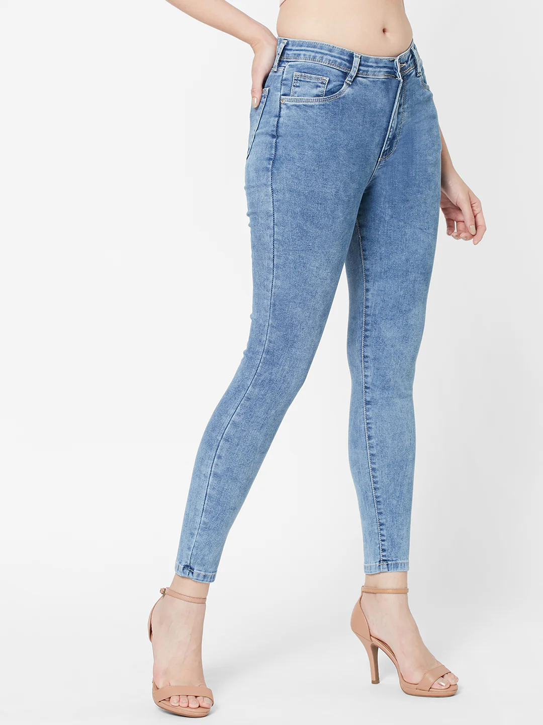 Women Light Blue Super High-Rise Super Skinny Jeans - Image 5