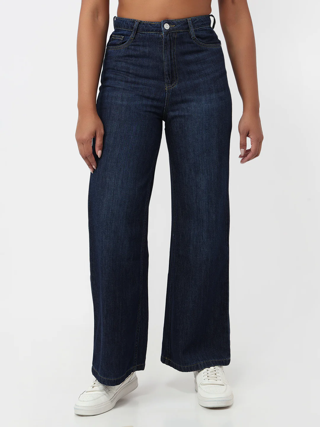 Women Blue Super Wide Leg Jeans - Image 2