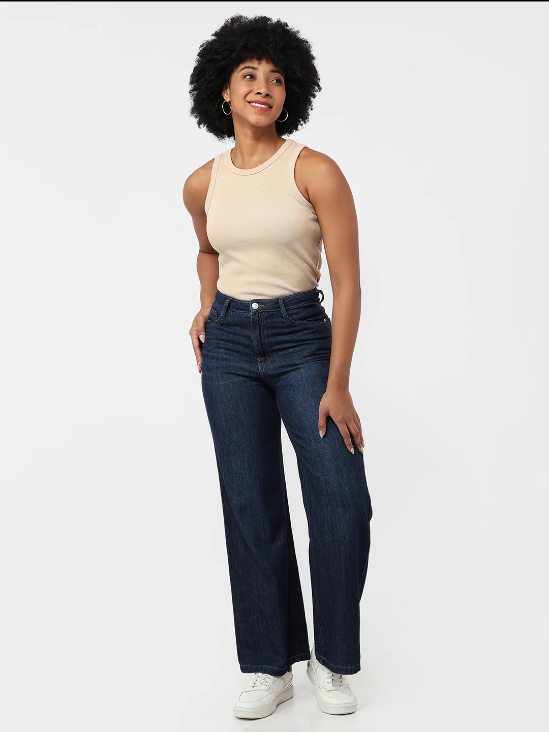 Women Blue Super Wide Leg Jeans - Image 4