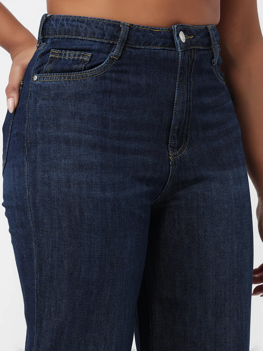 Women Blue Super Wide Leg Jeans - Image 5