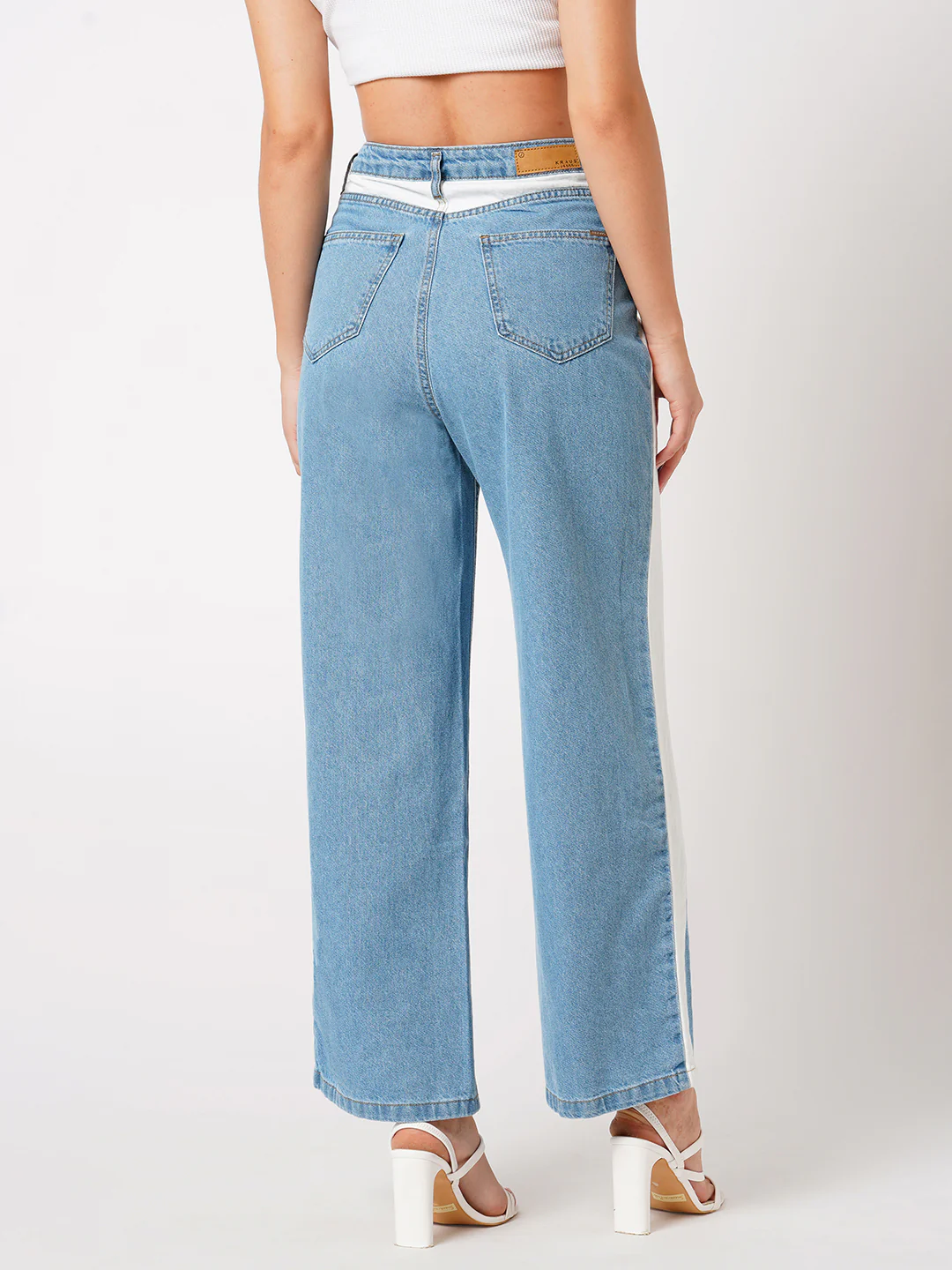 Women Light Blue Wide Leg Jeans - Image 3