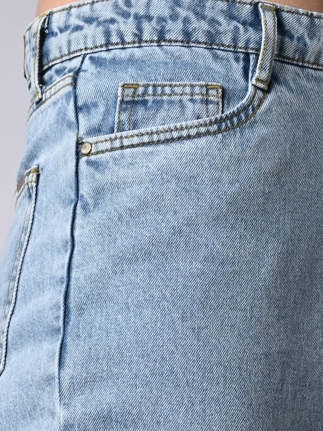 Women Light Blue Wide Leg Jeans - Image 5