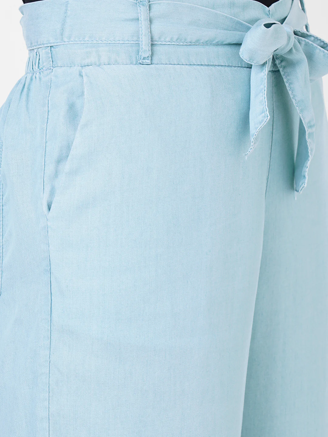 Women Light Blue Wide Leg Paper Bag - Image 6