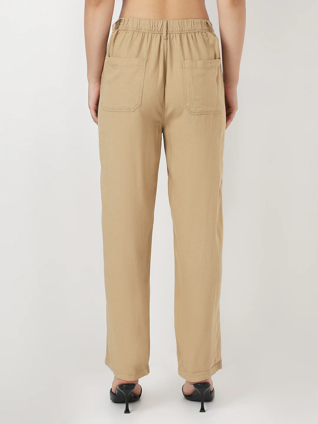 Women Light Brown Loose Straight Fit Korean Pants - Image 3