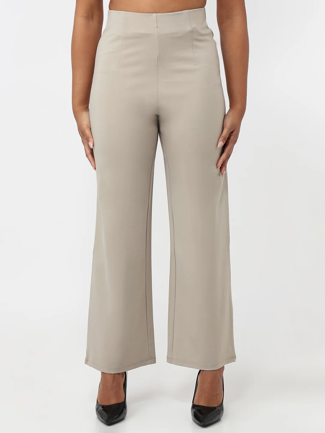 Women Light Fawn Wide Leg Treggings - Image 2