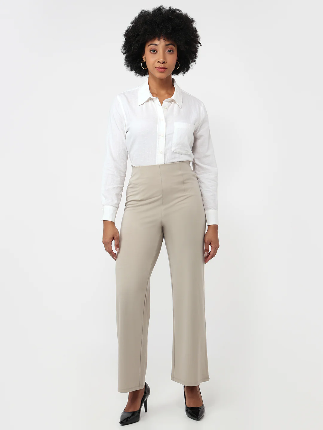 Women Light Fawn Wide Leg Treggings - Image 4