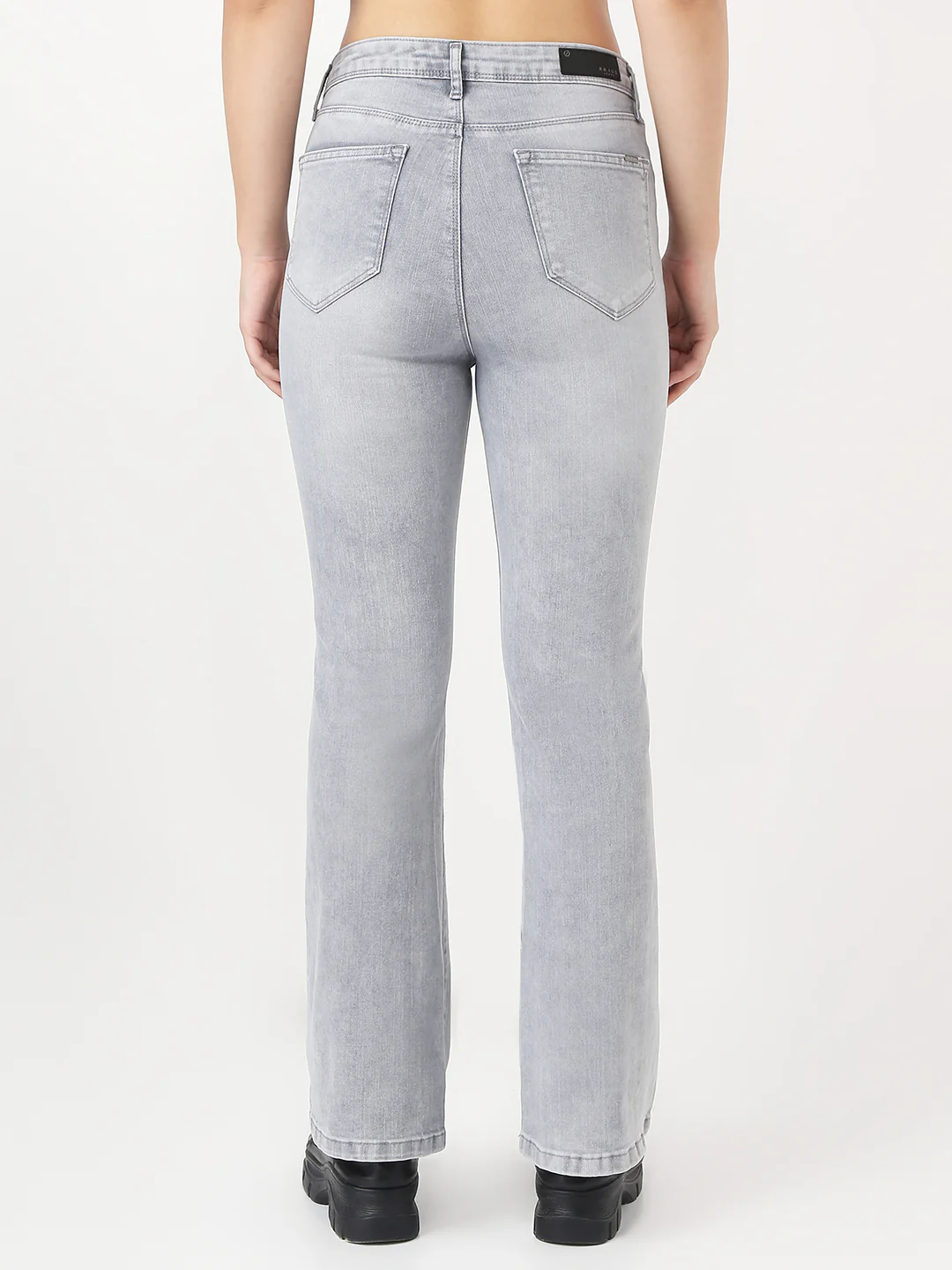 Women Light Grey High-Rise Flare Jeans - Image 3