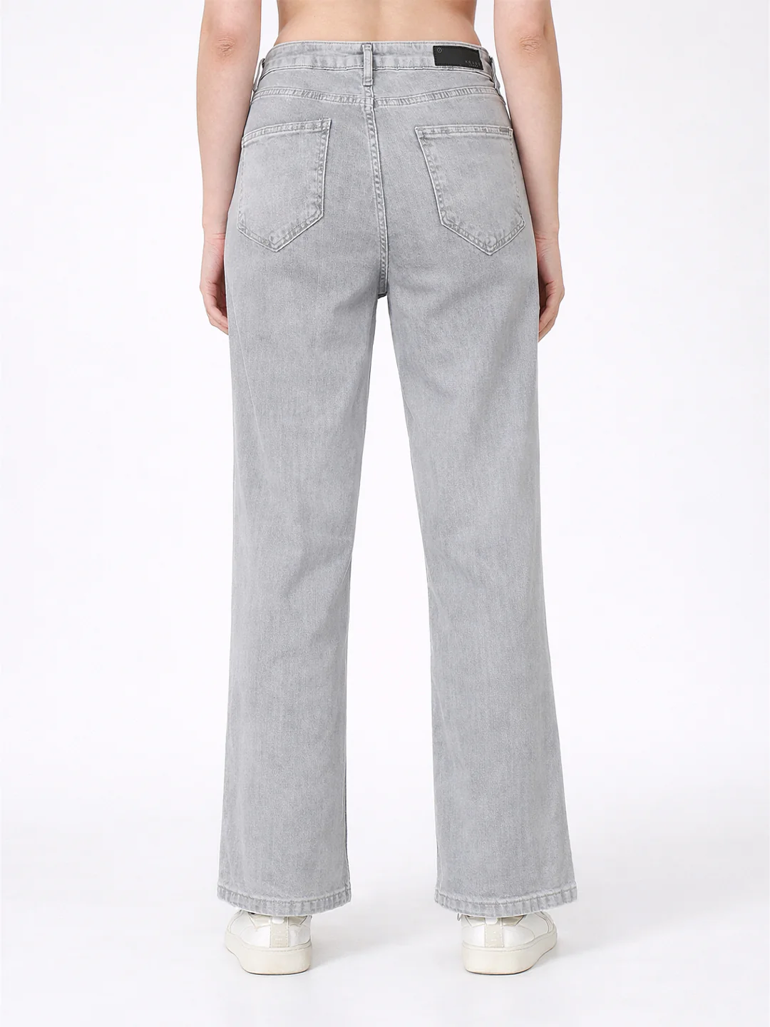 Women Light Grey High-Rise Wide Leg Jeans - Image 3