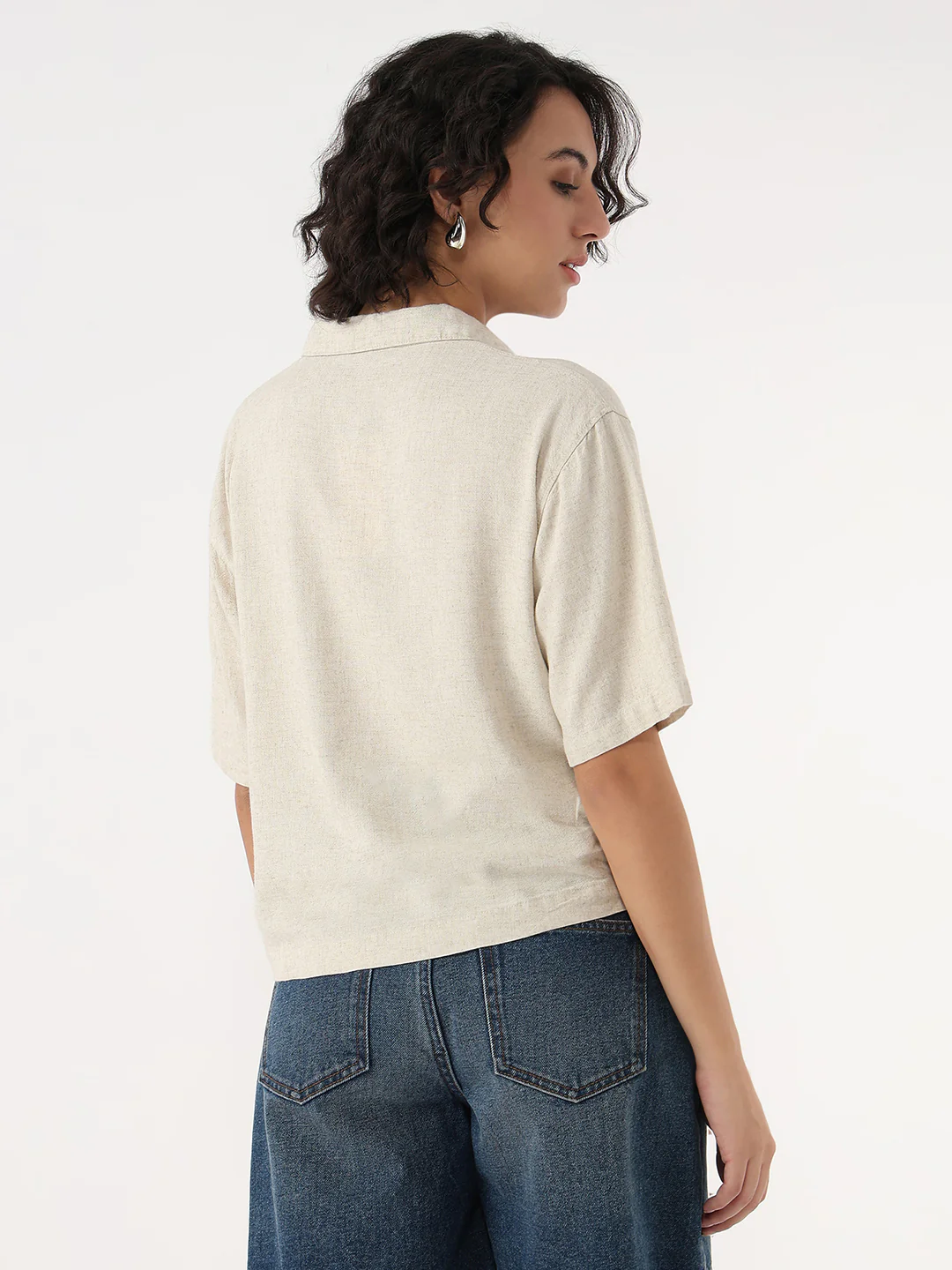 Women Light Natural Crop Shirt - Image 3